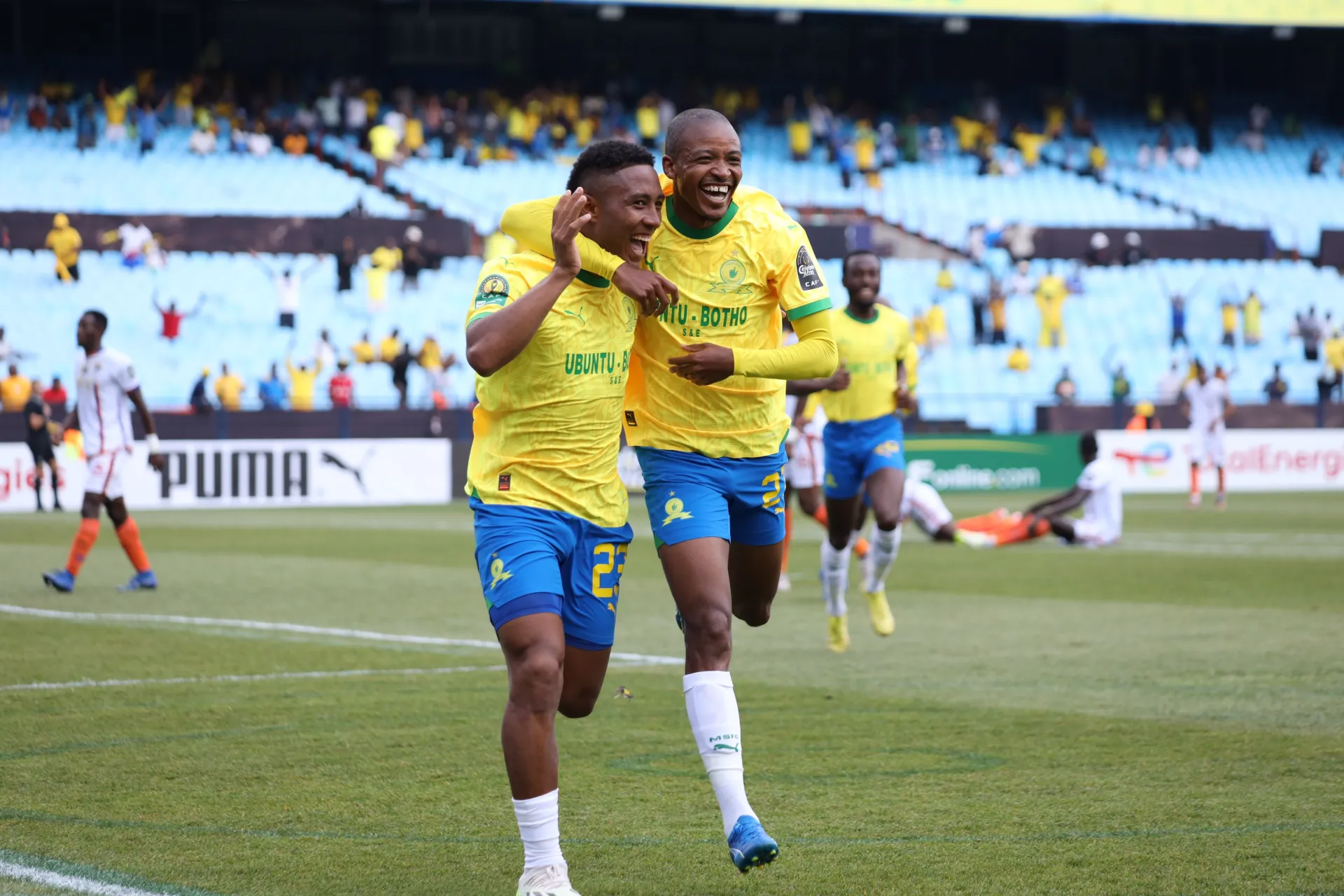 Mamelodi Sundowns players celebrating. Credit: Mamelodi Sundowns/Twitter