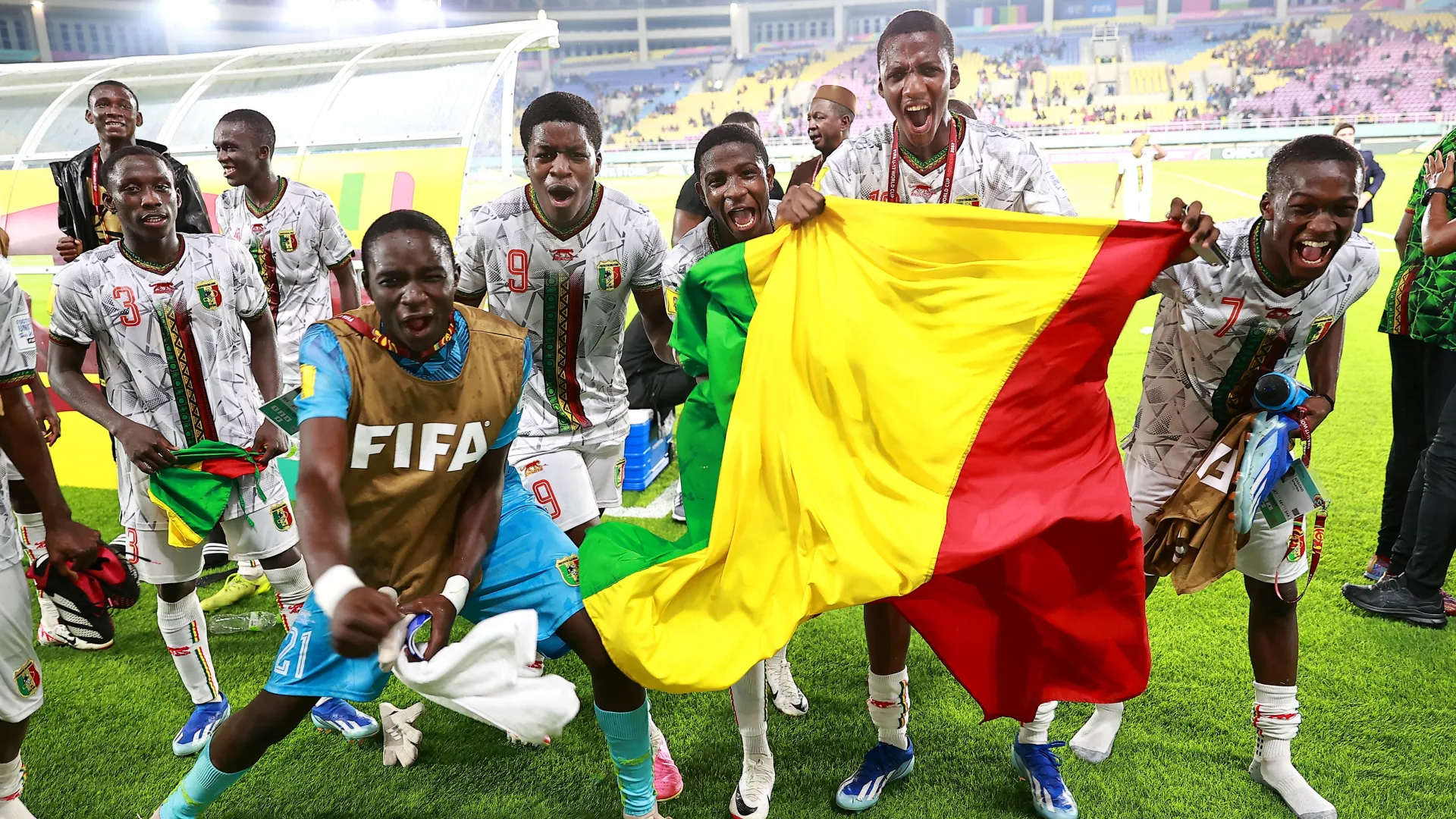 Mali's players celebrate their victory. Credit: FIFA World Cup/Twitter
