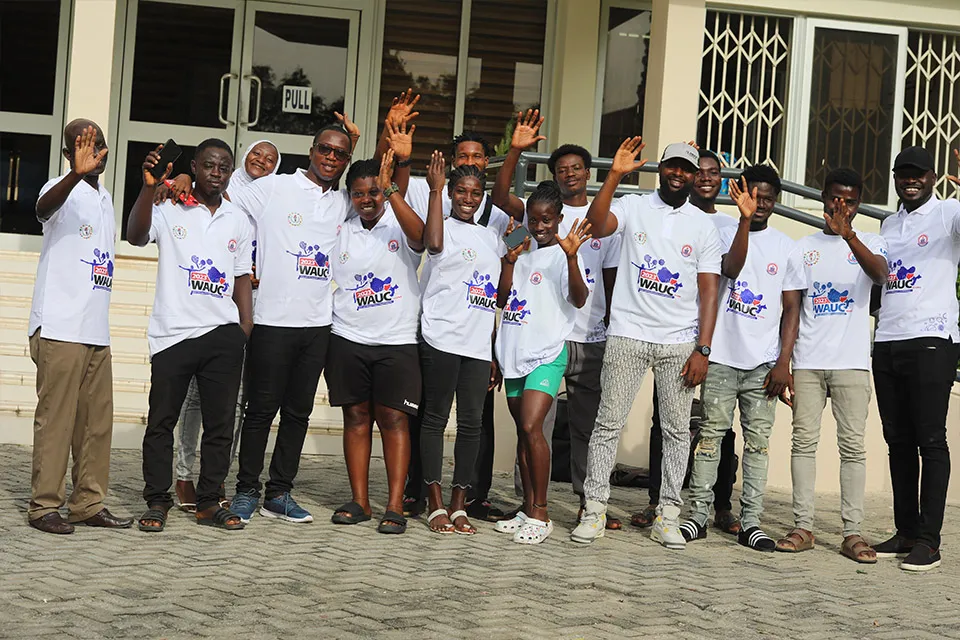 Photo: Student athletes of University of Education, Winneba after bidding farewell to the University community. Credit: University of Education, Winneba