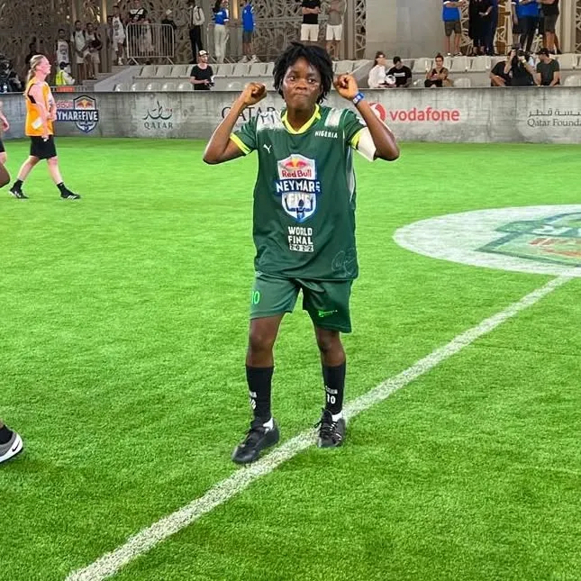 Olasubomi Ogundele: The Student-Athlete Sewing Soles, Scoring Goals And Chasing Roles 4 Photo: Olasubomi Ogundele At The Global Finals Of The 2022 Red Bull Neymar Jr'S Five In Qatar. (Credit: Subbyrankin/Instagram)
