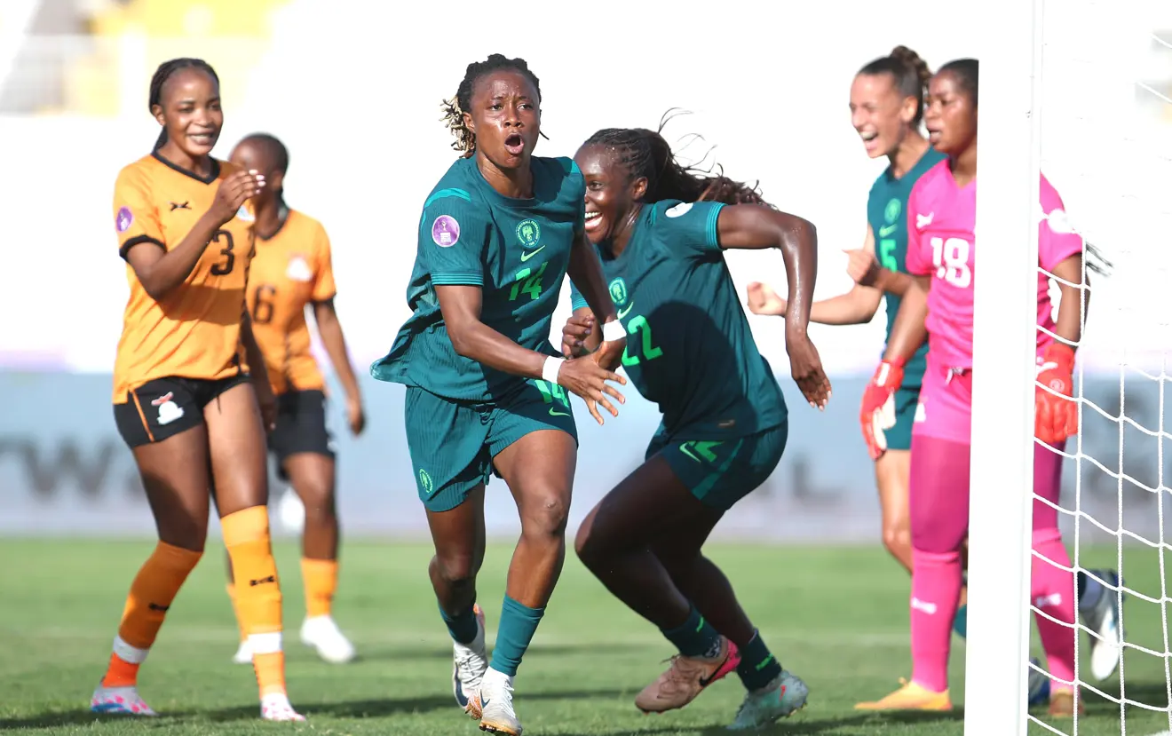 demehin blessing oluwatosin of nigeria celebrates goal during the 2024 womens africa cup of nations quarterfinal match between nigeria and zambia