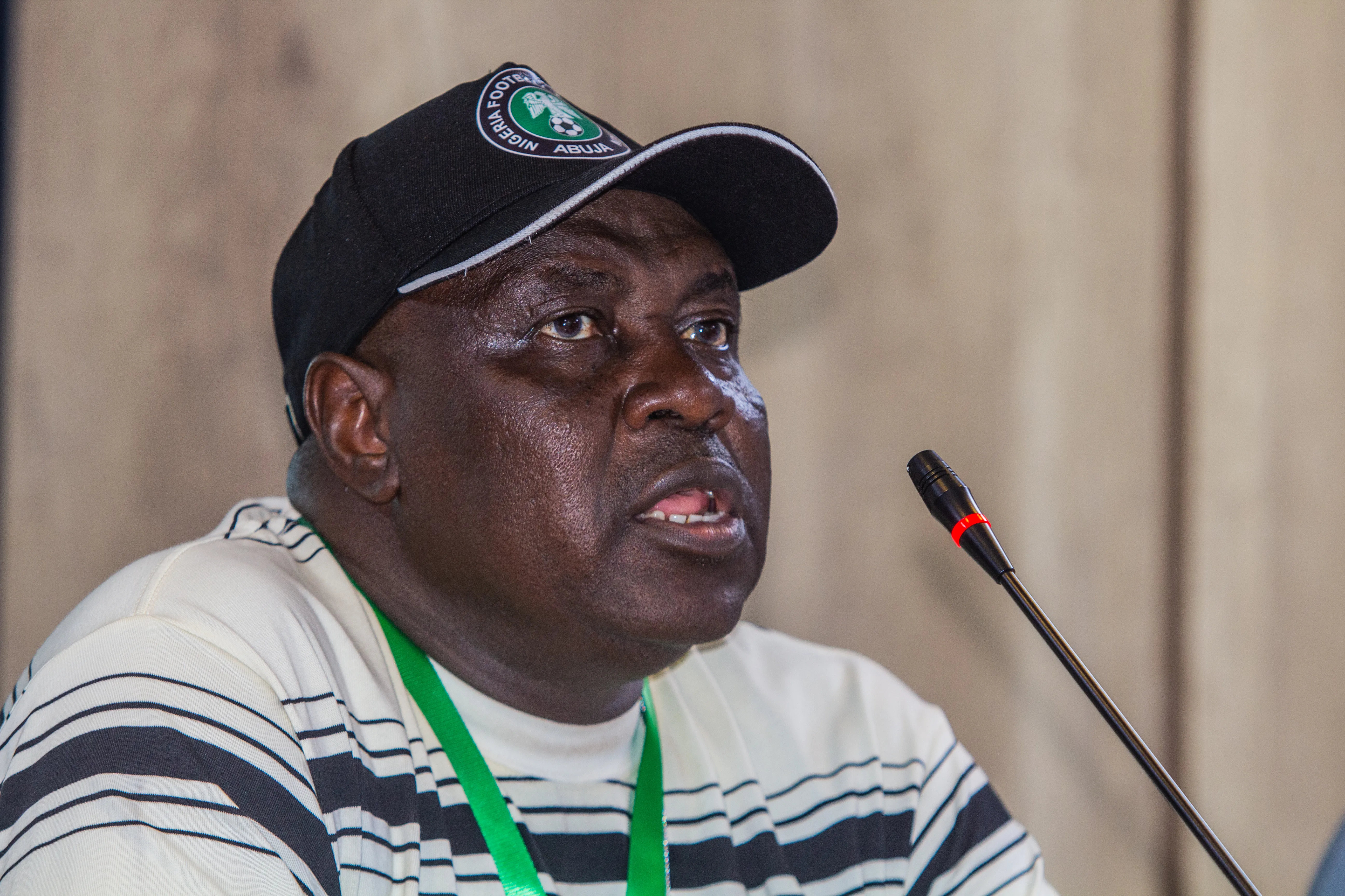 Justine Madugu Head Coach Of The Super Falcons Speaks During A Post Match Interview Photo By Getty Images