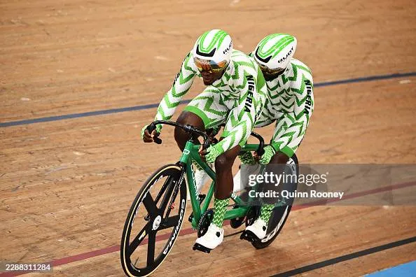 Glasgow, Scotland - July 30: Oyindamola Abdullahi Tijani And Pilot Okeyah Bethel Of Team Nigeria Compete During The Men'S Tandem B 1000M Time Trial Final In The Para Cycling On Day Seven Of The Glasgow 2026 Commonwealth Games At Sir Chris Hoy Velodrome On July 30, 2026 In Glasgow, Scotland. (Photo By Quinn Rooney/Getty Images)